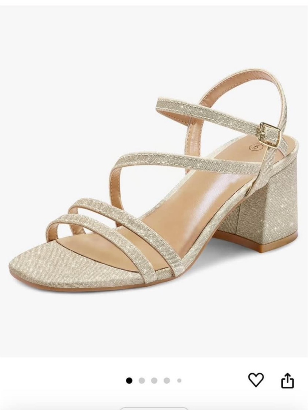 Strappy Block Heel Sandal in Shimmery Gold